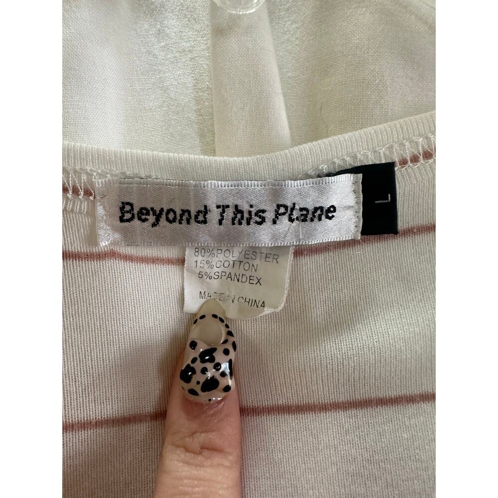 Beyond This Plane Dress - Large - Ivory Pink Stripe Lace Up Pocket Dress - Picture 3 of 5